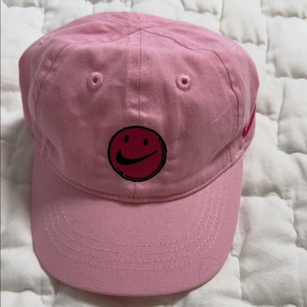 Nike Infant Pink Adjustable Hat with Smiley Face